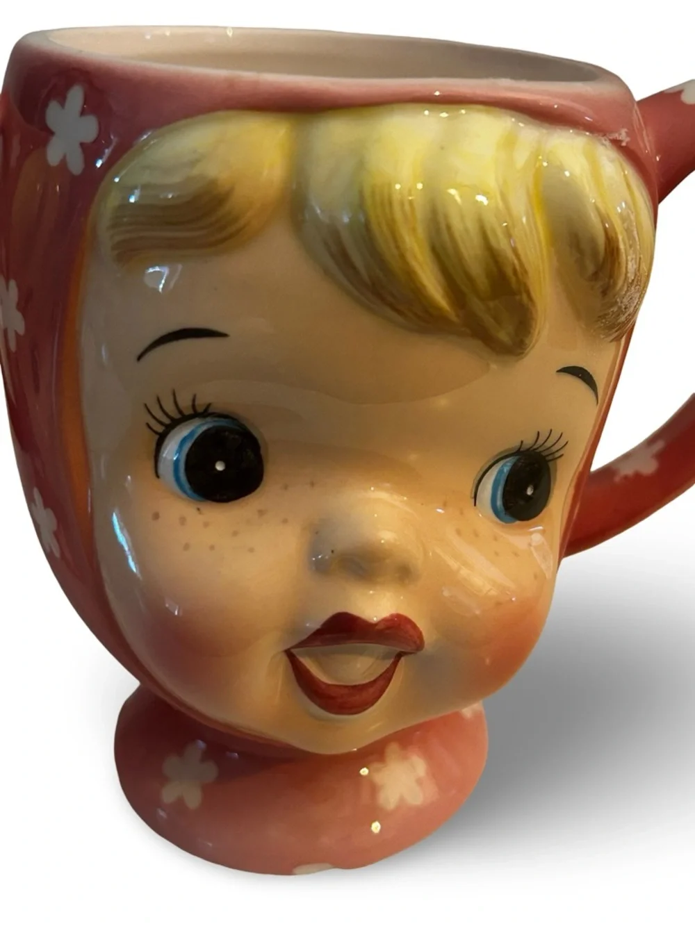 Vintage Napcoware Anthropomorphic Girl Face Mug Set 2 Japan Kitschy Ceramic Cups - Picture 5 of 8